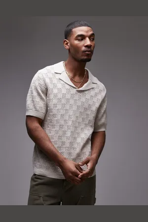 Topman Polo color con patrón de croché de -Neutro