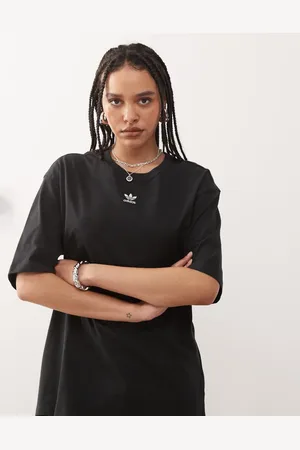 adidas Camiseta negra de corte boyfriend Trefoil Essentials de