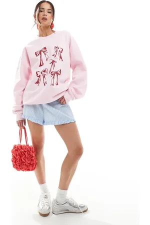 Miss Selfridge Sudadera extragrande con estampado de lazos de