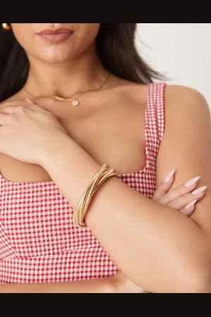 ASOS Pulsera dorada sin cierres con diseño variado elástico de