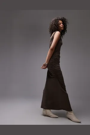 Topshop Vestido largo ceñido con cuello ancho de