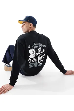 ASOS Sudadera negra extragrande con estampado abstracto en la espalda de -Negro