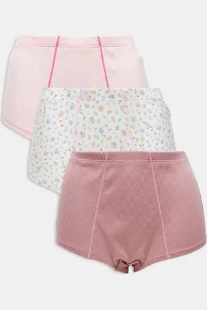 ASOS Pack de 3 calzoncillos bóxer de color rosa y estampado de florecitas de punto pointelle de ASOS DESIGN Curve