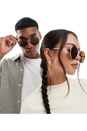 AJ Morgan Gafas de sol marrones grandes redondeadas de