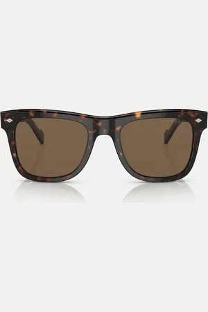 vogue Gafas de sol marrón oscuro Habana con montura rectangular y lentes marrones de
