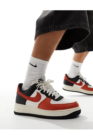 Nike Zapatillas de deporte blancas, naranjas y negras Air Force 1 