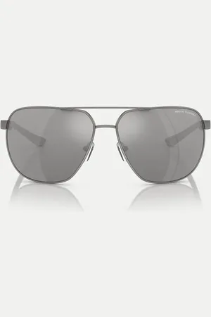 Armani Exchange Gafas de sol con montura redondeada y lentes grises efecto espejo polarizadas Ax2047s de