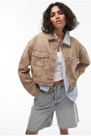 Tommy Hilfiger Chaqueta corta marrón lavado extragrande de estilo camionero de