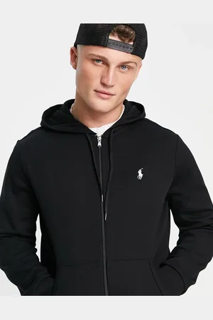 Ralph Lauren Sudadera negra con capucha, cremallera y logo de jugador de -Negro