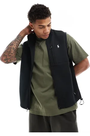 Ralph Lauren Chaleco negro híbrido con logo Icon de