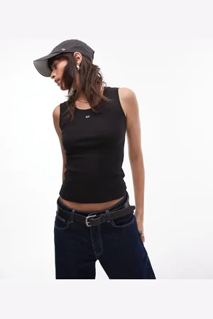 Tommy Hilfiger Top básico sin mangas de canalé de