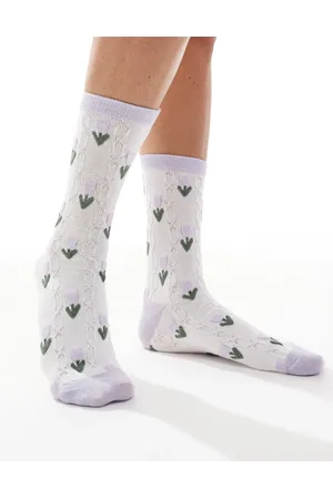 VERO MODA Calcetines lilas con patrón floral de tejido texturizado de -Morado
