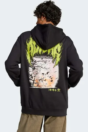 adidas Sudadera negra con estampado estilo "death metal" Q12 Training Supply Fashion de