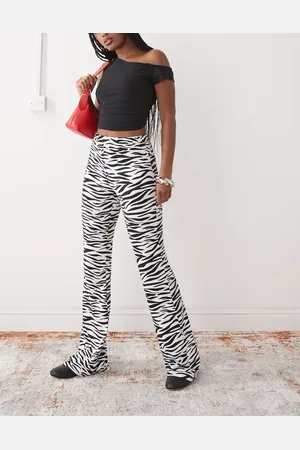 Noisy May Pantalones de campana con estampado de de punto liso de -Blanco