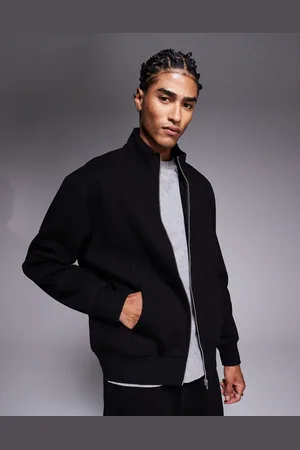 ASOS Chaqueta de chándal negra extragrande con cremallera de punto liso de (parte de un conjunto)