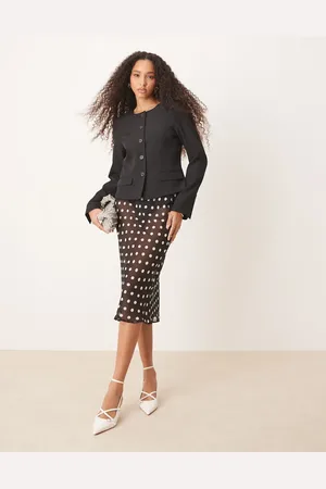 ASOS Falda midi traslúcida de corte al bies con estampado de lunares de chifón de -Multicolor