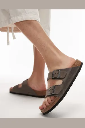Birkenstock Sandalias cemento de cuero engrasado Arizona de