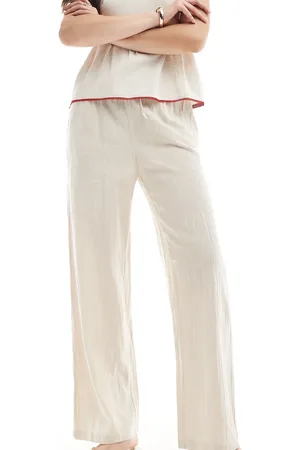 ONLY Pantalones de pernera ancha de tejido efecto lino de -Neutro