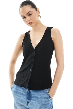 New Look Chaleco de traje con botones delanteros de punto efecto rugoso de
