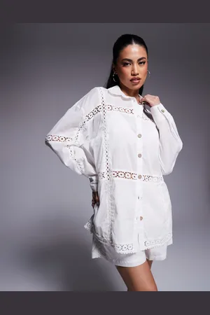 River Island Camisa blanca con inserto de encaje de (parte de un conjunto)