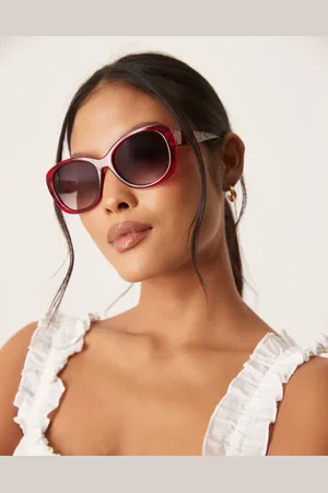 Jeepers Peepers Gafas de sol rojas con montura gruesa cuadrada de