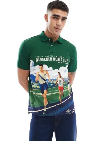 Ralph Lauren Polo de corte custom con estampado de carrera "Run Club" de piqué de