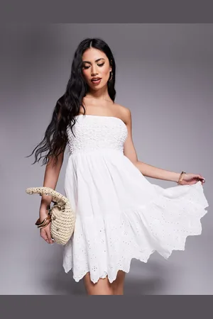 River Island Vestido corto fruncido con escote palabra de honor de
