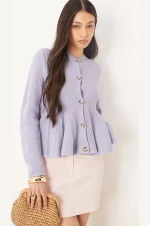ASOS Cárdigan con cuello redondo y volantes estructurados de