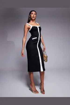 Forever New Vestido semilargo con detalle en contraste de punto de
