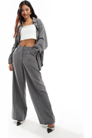 ASOS Pantalones grises de pernera recta holgada con detalle de 5 bolsillos de (parte de un conjunto)