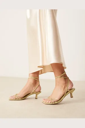 ASOS Sandalias verde con tacón bajo y diseño de tiras Hammock de