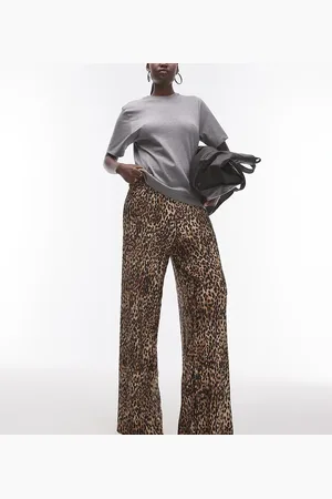 Topshop Pantalones plisados con estampado de leopardo de Tall