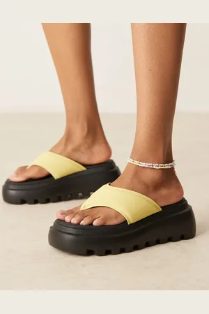 Raid Sandalias de dedo verde lima con plataforma Texas de -Amarillo