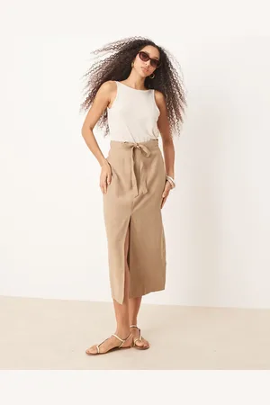 JDY Falda midi con lazada en la cintura de -Neutro