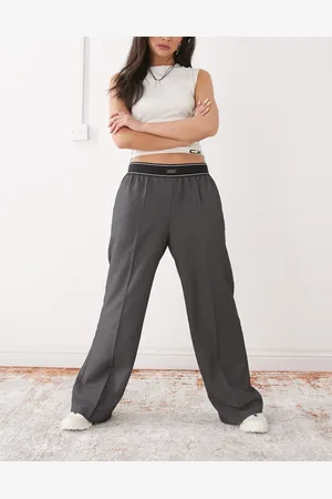 Monki Pantalones jaspeado de pernera ancha con cinturilla estilo bóxer de