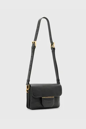 AllSaints Bandolera negra de cuero granulado Jupiter de