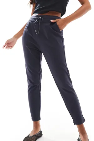 VERO MODA Pantalones azul marino con lazada en la cintura de punto liso de