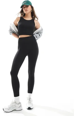 ONLY Leggings negros de talle alto sin costuras de (parte de un conjunto)