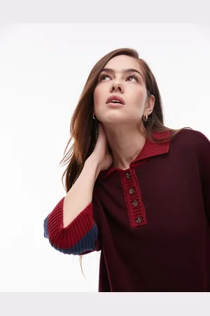 Topshop Top con botones y cuello estilo polo de punto de