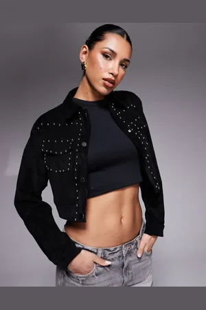 Liquor N Poker Chaqueta negra con detalle de bolsillos con tachuelas de ante de