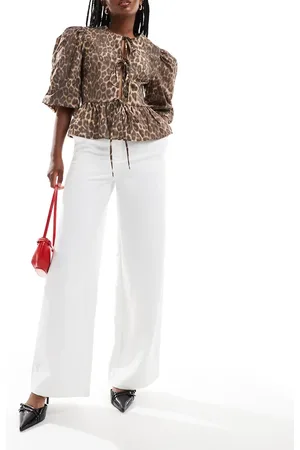 ASOS Pantalones de sastre blanco de pernera recta holgada de