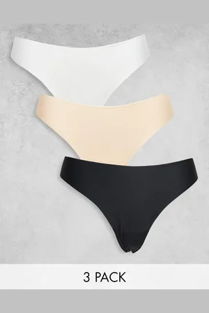 ASOS Pack de 3 tangas de color blanco, beis y negro de tejido efecto invisible de -Multicolor