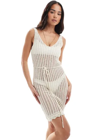 New Look Vestido corto color de punto efecto carrera de -Blanco