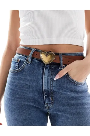 ASOS Cinturón para cintura y cadera color tostado con hebilla en forma de corazón de -Marrón