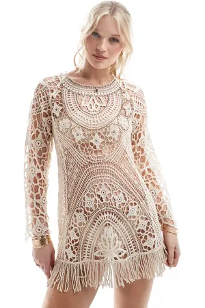 River Island Vestido corto color de croché de -Blanco