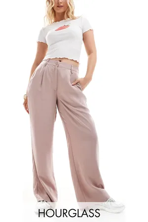 ASOS Pantalones color lavado holgados de pernera recta de Hourglass-Rosa