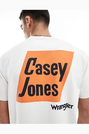 Wrangler Camiseta blanco holgada de estilo worker con estampado trasero del logo de tejido grueso Casey Jones de