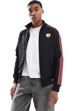 adidas Chaqueta de chándal negra y roja con diseño del Manchester United Icons de adidas Football