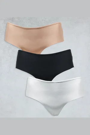 ASOS Pack de 3 braguitas de color negro, blanco y beis de estilo culotte de tejido efecto invisible de ASOS DESIGN Curve-Multicolor