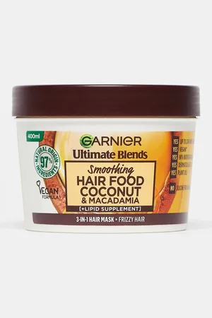Garnier Mascarilla 3 en 1 de aceite de coco para cabello encrespado Ultimate Blends Hair Food de 400 ml de